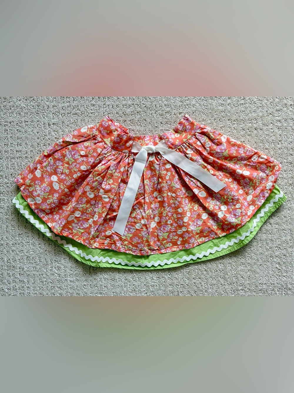 Matilda Jane Girls 2T Floral Orange Floral Print Ribbon-Trim Skirt